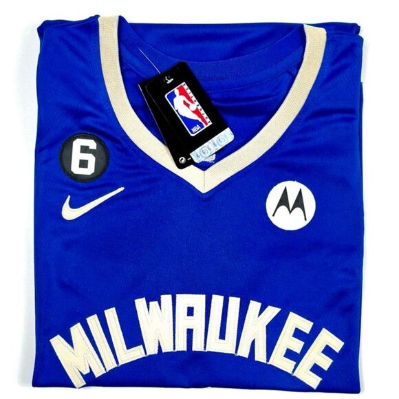 Nike Giannis Antetokounmpo #34 Milwaukee Bucks Blue Adult Stitched Jersey Size M - Picture 1 of 8
